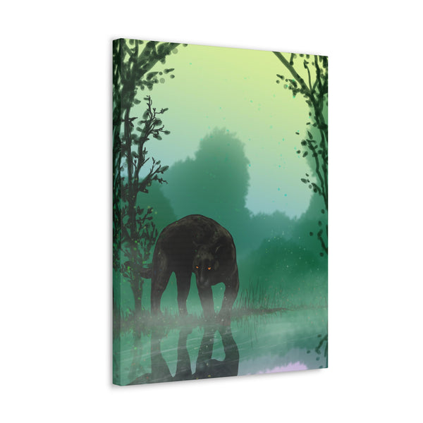 Black Panther with Reflection  Canvas Gallery Wraps