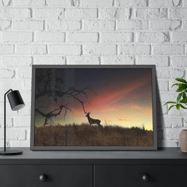 Deer at Sunrise Framed Paper Posters