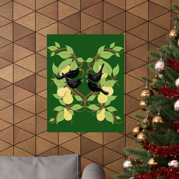 Four Colly Birds of Christmas Premium Matte vertical posters