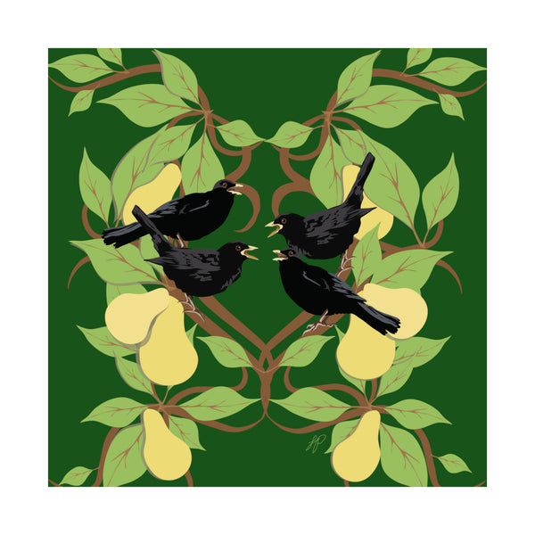 Four Colly Birds of Christmas Premium Matte vertical posters