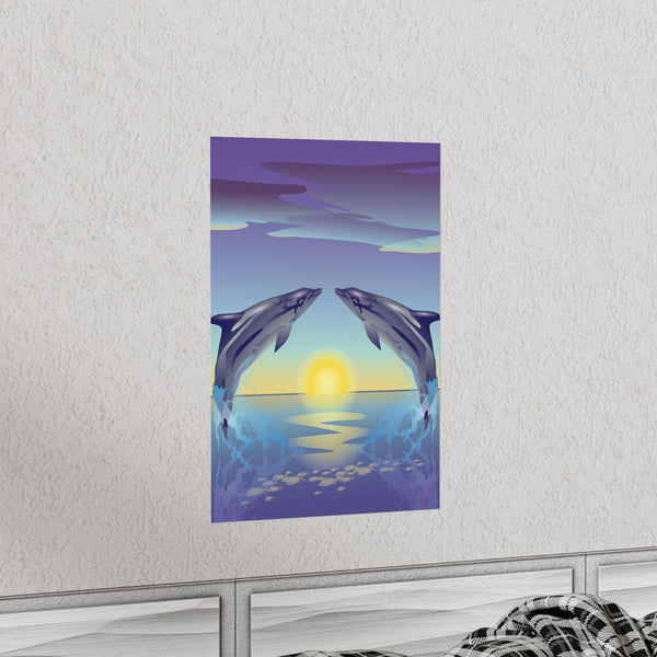 Dolphin Love Premium Matte vertical posters