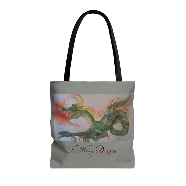Noels Knitting Dragon AOP Tote Bag