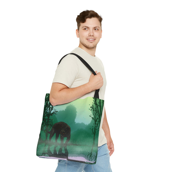Black Panther with Reflection AOP Tote Bag