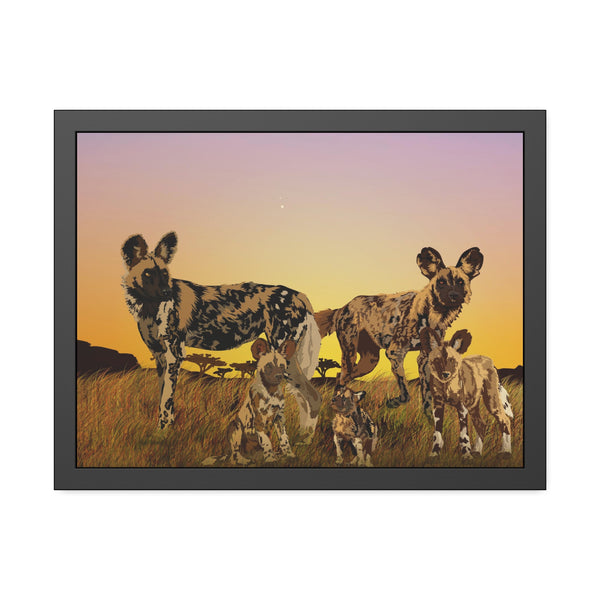 African Painted Dog Family Framed Paper Posters