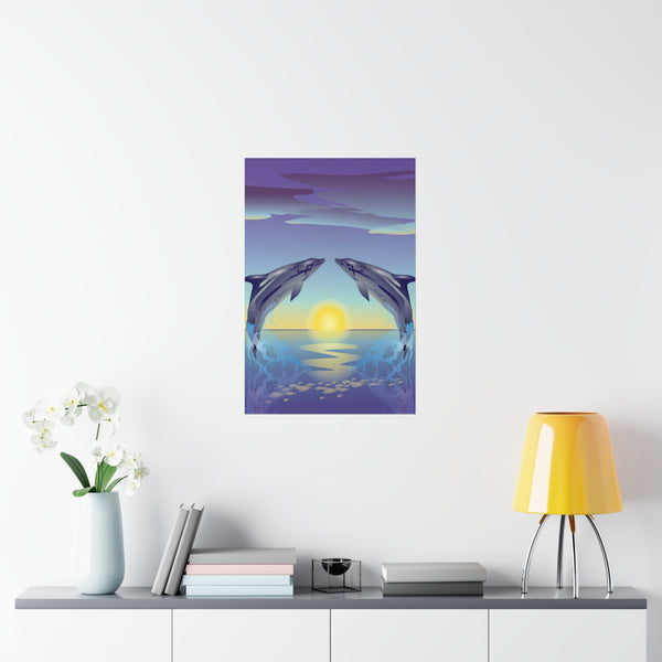 Dolphin Love Premium Matte vertical posters