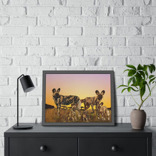 African Painted Dog Family Framed Paper Posters