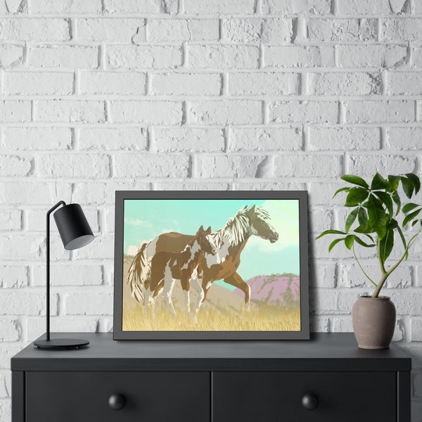 Mare and Colt Mustang Framed Paper Posters