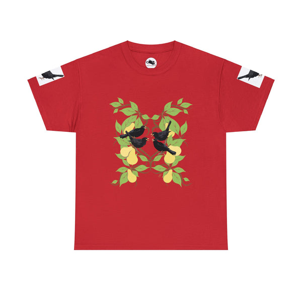 Four Colly Birds of Christmas Unisex Heavy Cotton Tee