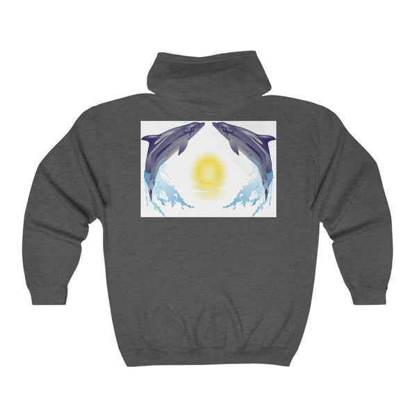 Dolphin Love Unisex Heavy Blend™ Full Zip Hooded Sweatshirt