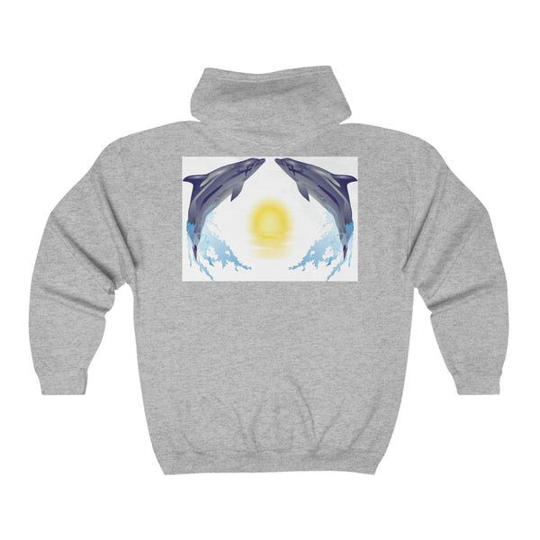 Dolphin Love Unisex Heavy Blend™ Full Zip Hooded Sweatshirt