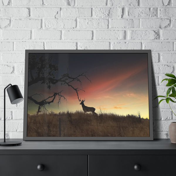 Deer at Sunrise Framed Paper Posters