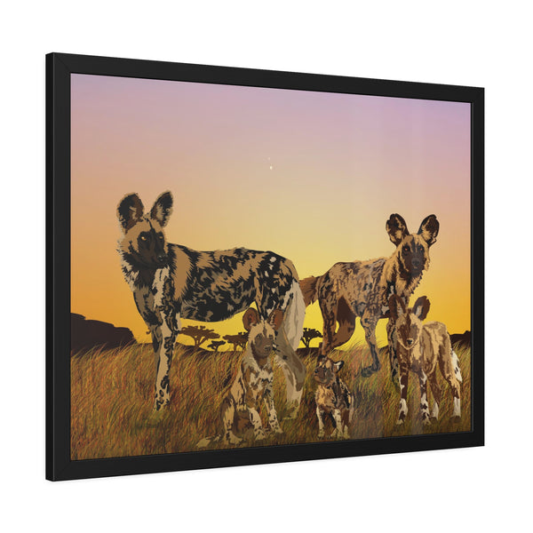 African Painted Dog Family Framed Paper Posters