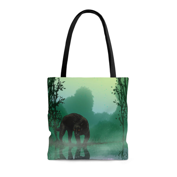 Black Panther with Reflection AOP Tote Bag