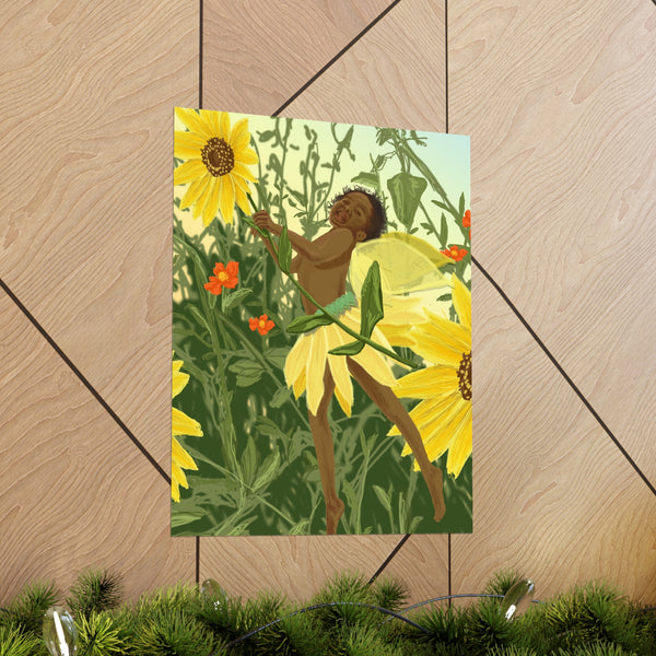 Sunflower Fairy Premium Matte vertical posters