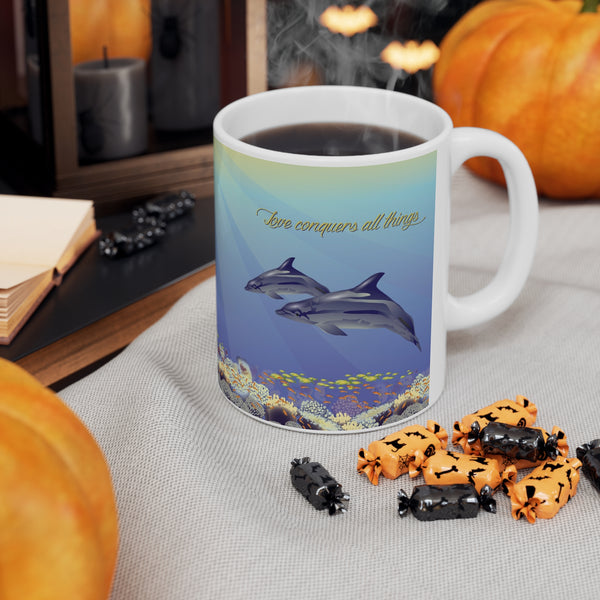 2 Dolphins Love Ceramic Mug 11oz