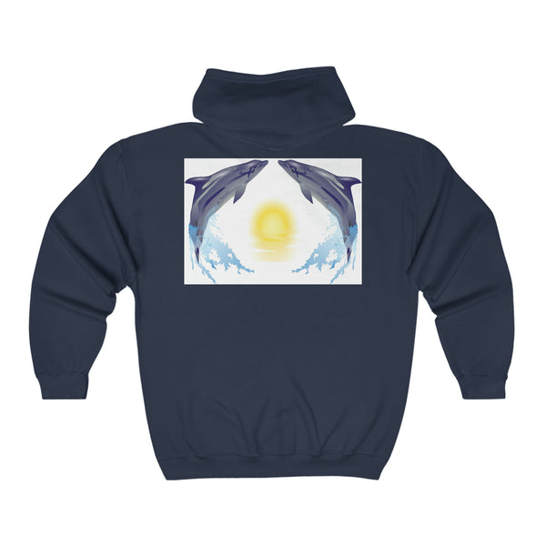 Dolphin Love Unisex Heavy Blend™ Full Zip Hooded Sweatshirt