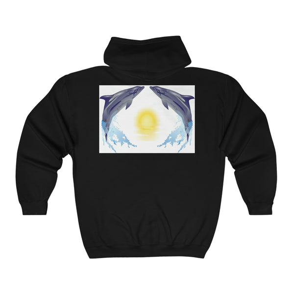 Dolphin Love Unisex Heavy Blend™ Full Zip Hooded Sweatshirt