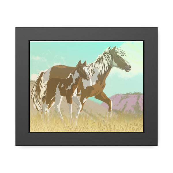 Mare and Colt Mustang Framed Paper Posters