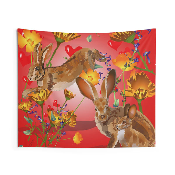 Jackrabbit Red Indoor Wall Tapestries