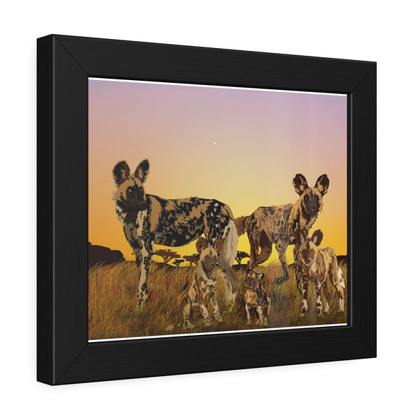 African Painted Dog Family Framed Paper Posters