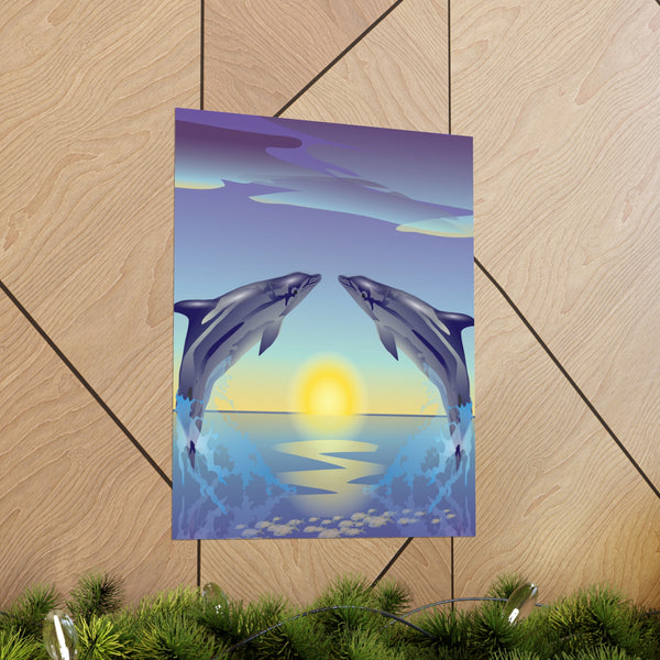 Dolphin Love Premium Matte vertical posters