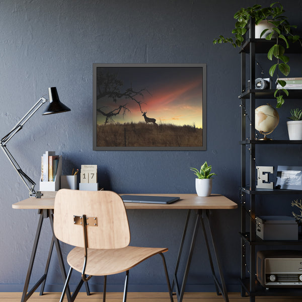 Deer at Sunrise Framed Paper Posters