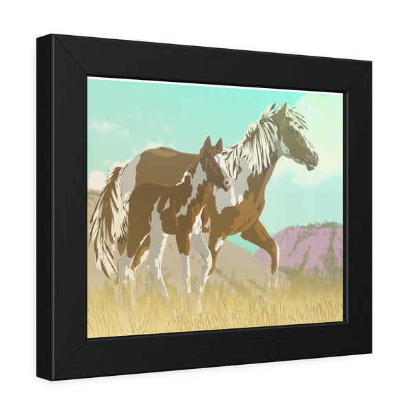 Mare and Colt Mustang Framed Paper Posters