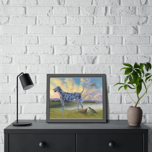 Dalmatian with Birds Framed Paper Posters