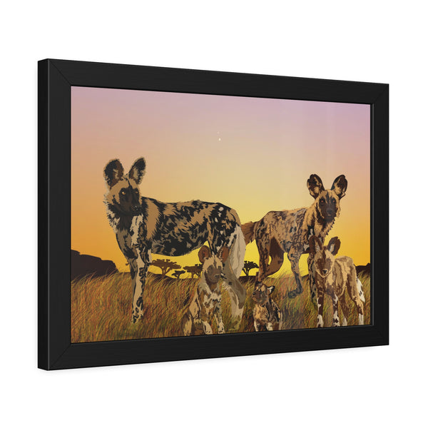 African Painted Dog Family Framed Paper Posters