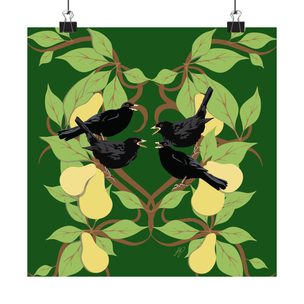 Four Colly Birds of Christmas Premium Matte vertical posters