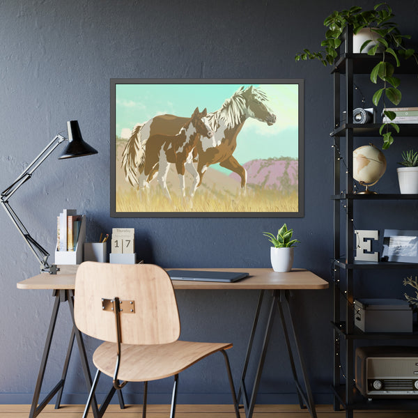 Mare and Colt Mustang Framed Paper Posters
