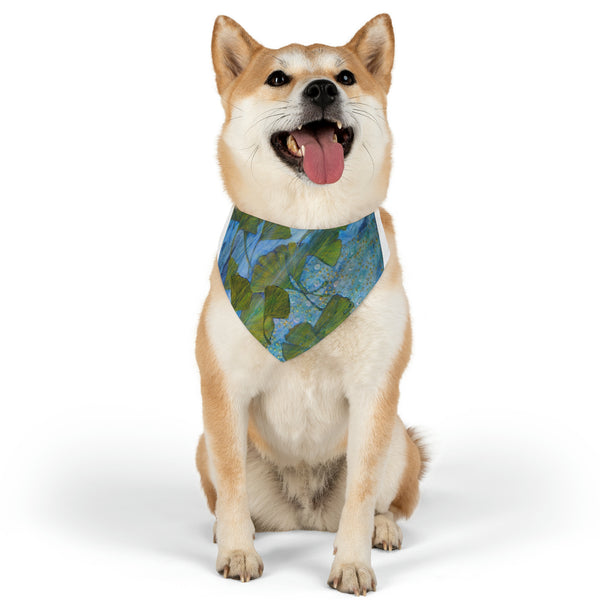 Ginkgo Leaves N Water Dragon Pet Bandana Collar