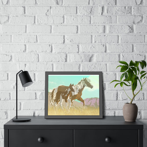 Mare and Colt Mustang Framed Paper Posters