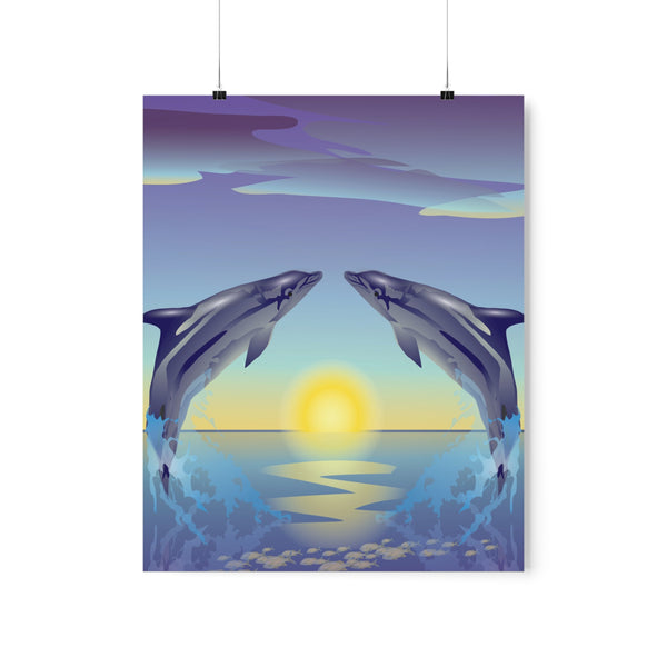 Dolphin Love Premium Matte vertical posters