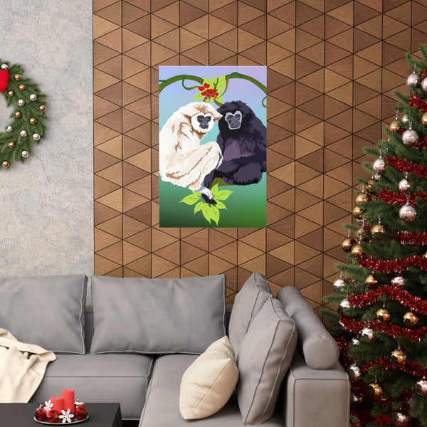 Monkey Love Endangered Hoolock Gibbon Pair Premium Matte vertical posters