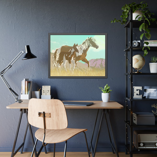 Mare and Colt Mustang Framed Paper Posters
