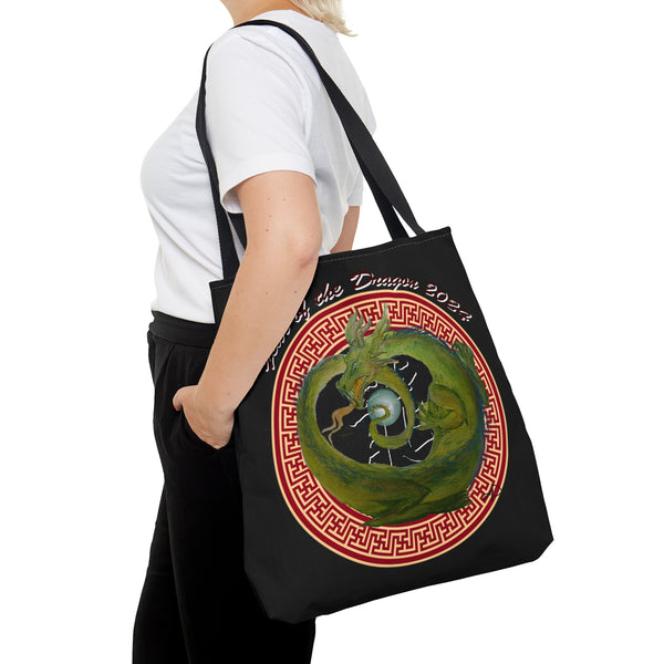 Black Lunar Dragon Tote Bag