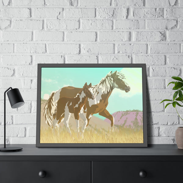 Mare and Colt Mustang Framed Paper Posters