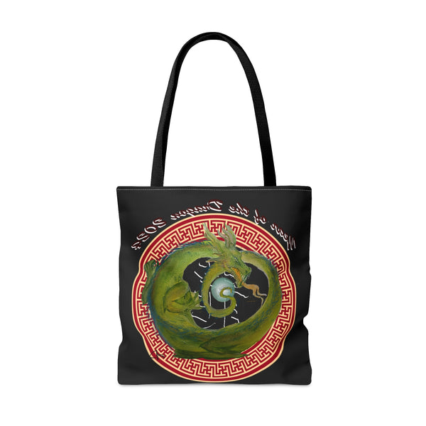 Black Lunar Dragon Tote Bag