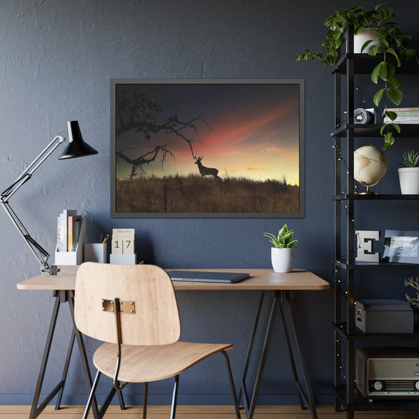Deer at Sunrise Framed Paper Posters