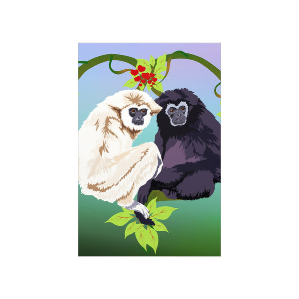 Monkey Love Endangered Hoolock Gibbon Pair Premium Matte vertical posters