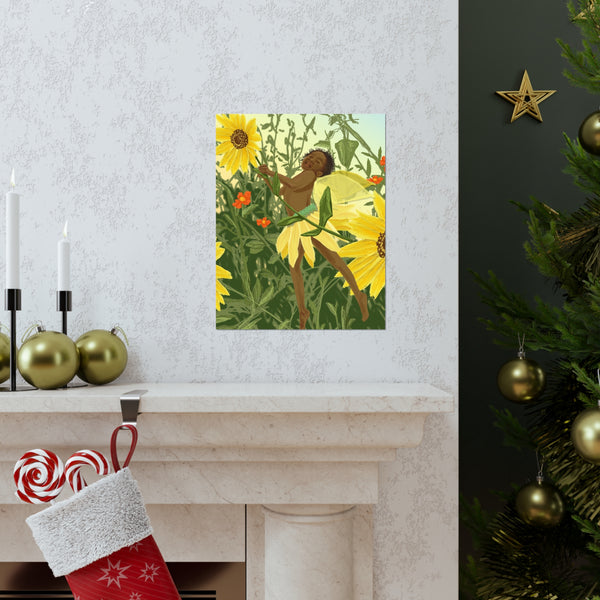 Sunflower Fairy Premium Matte vertical posters
