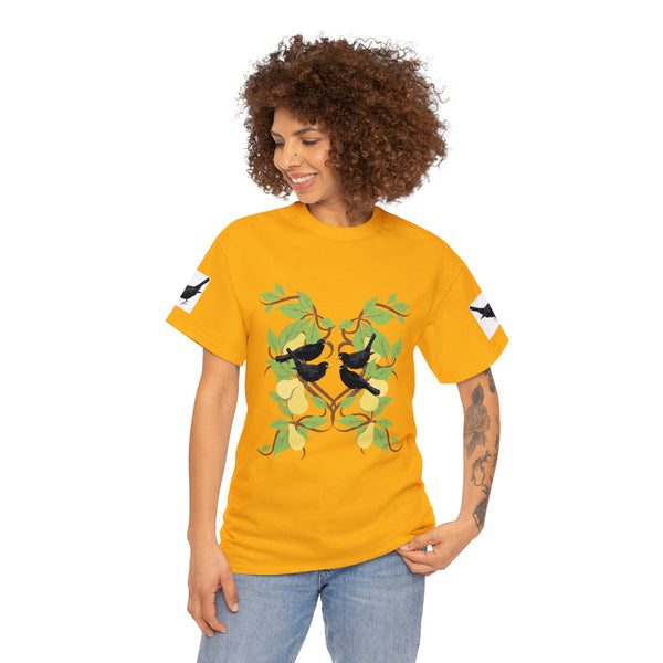 Four Colly Birds of Christmas Unisex Heavy Cotton Tee
