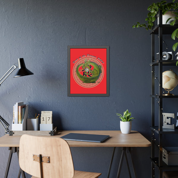 Red Lunar Dragon Framed Paper Posters