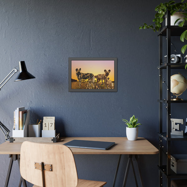 African Painted Dog Family Framed Paper Posters