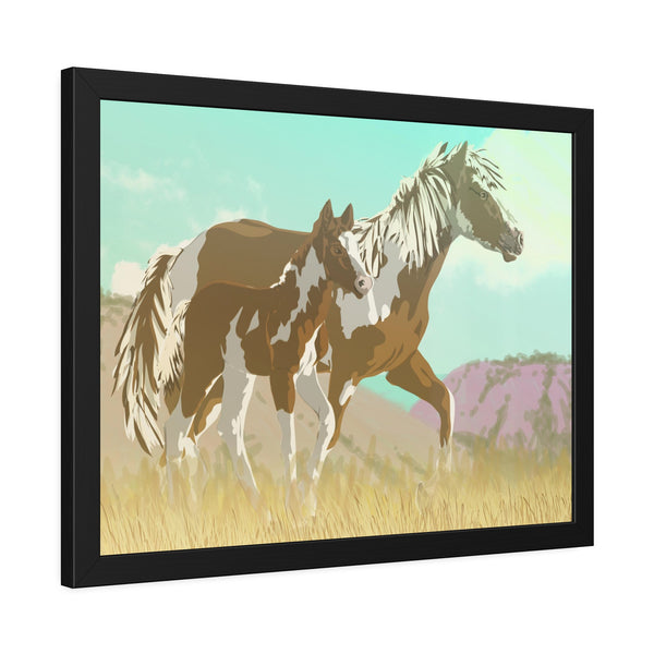 Mare and Colt Mustang Framed Paper Posters