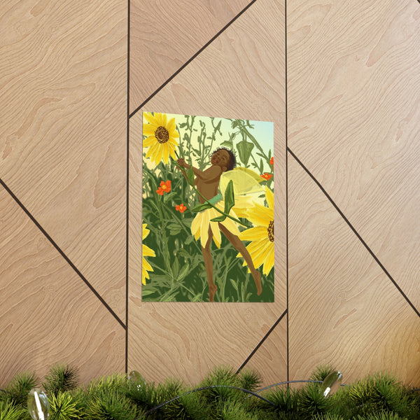 Sunflower Fairy Premium Matte vertical posters