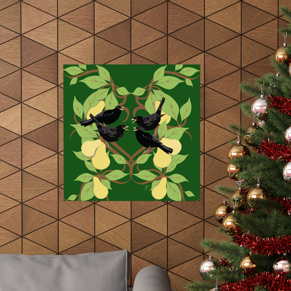 Four Colly Birds of Christmas Premium Matte vertical posters