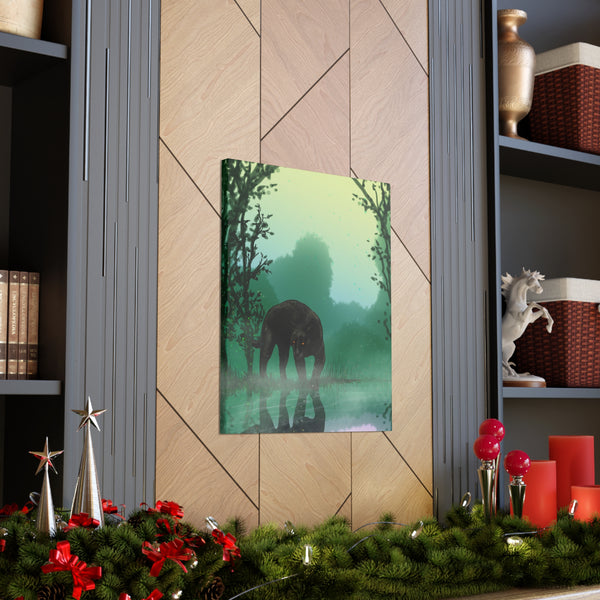 Black Panther with Reflection  Canvas Gallery Wraps