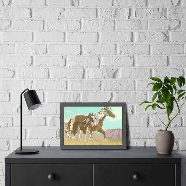 Mare and Colt Mustang Framed Paper Posters